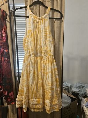 Indigo Rose Yellow and White Halter Sundress